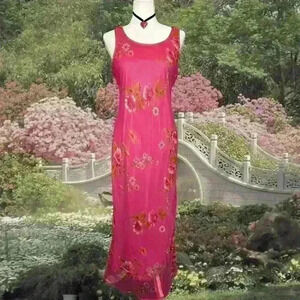 Vintage 90s City Triangles Pink Floral Maxi Dress Size 9